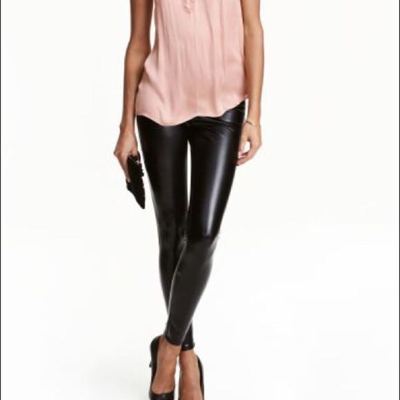 ✨ H&M Brown Imitation leather leggings✨ - Picture 1 of 5